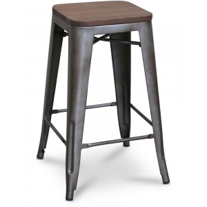 Rustic Bar Stool [Wood Seat]